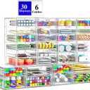 ARSTPEOE 30 Drawers, Acrylic Desk Makeup Organizer, Plastic Drawers Organizer, Stackable Storage Solution for Makeup, Dresser, Office, Bathroom Clear Plastic Craft and Bead Storage Cabinet
