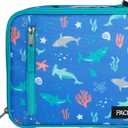 PackIt Freezable Classic Lunch Box, Sea Shark, Built with ECOFREEZE Technology, Collapsible, Reusable, Zip Closure With Zip Front Pocket and Buckle Handle, Designed for Fresh Lunch On the Go