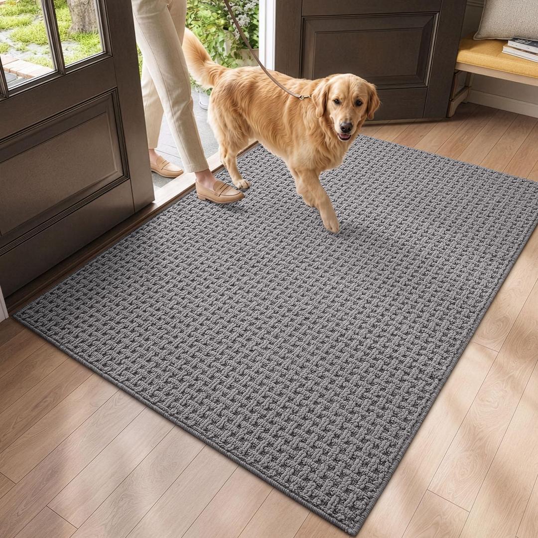 DEXI Door Mat Indoor Entrance 48x72, Entryway Doormats, Light Grey
