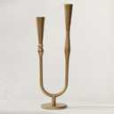 Cast Iron Candelabra, Antique Brass Metal Candlestick Holder, Elegant Wedding & Event Candle Stand, Vintage Decorative Candelabra for Home & Dining Room (Golden)