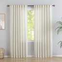 Donren White Linen Back Curtains 2 Panels 52x92