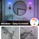 Battery Operated Wall Sconces Sets of 2, Indoor not Hardwired White Fabric lampshade Fixtures,Rechargeable Wireless 10 Colors Wall Lights with Dimmable Remote Control (20 inches)