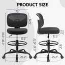 Primy Tall Drafting Desk Chair - Armless, Adjustable Height, Mesh Back, Rolling, Standing Desk Chair for Art Room, Office or Home (Black), PR777-Z