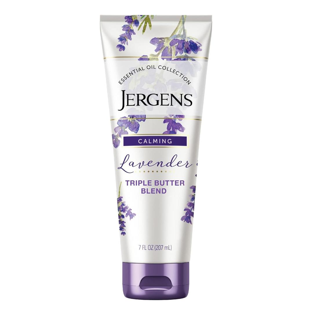 Jergens Lavender Body Butter Hand and Body Lotion, Moisturizer for Women, with Essential Oils for Indulgent Moisturization, 7 Oz