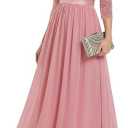 BeryLove Women Long Sleeve Formal Party Dress Lace Wedding Guest Maxi Dresses Elegant Cocktail Evening Gowns 2XL