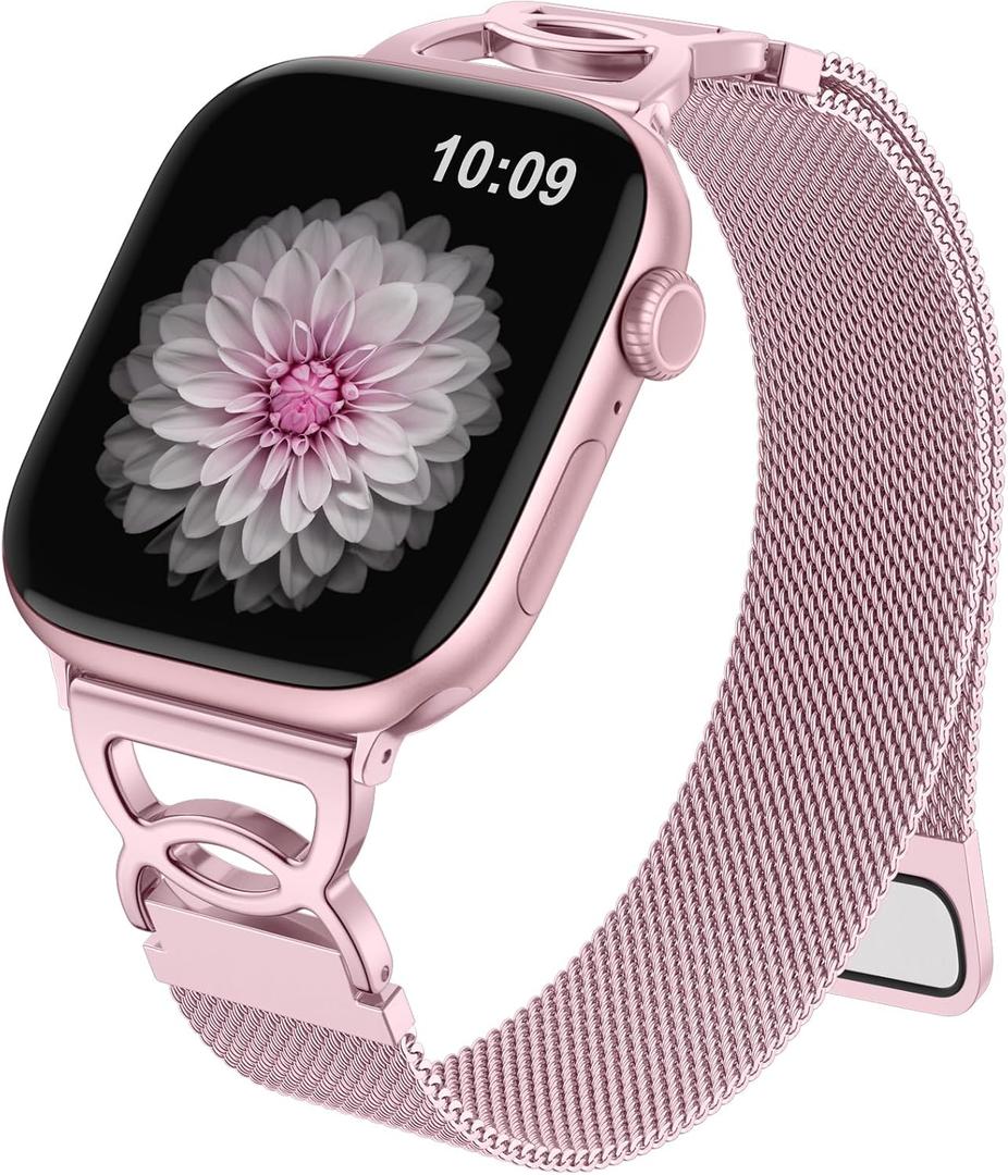 Adorve Slim Milanese loop Compatible with Apple Watch Bands 40mm 41mm 38mm 42mm 44mm 45mm 46mm 49mm Women, Thin Stainless Steel Mesh Loop Magnetic Wristbands for iWatch SE3 Series 11 10 9 8 7 6 5 4 3