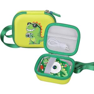 worfty Kids Camera Case Compatible with YEEHAO/Goopow/Hangrui/Masterbee/OUTUVAS/GKTZ Digital Video Camera Toys Camcorder Storage Holder Carrying  Green Dinosaur(Case Only) (Green dinosaur)