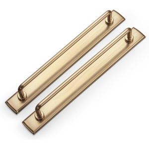 Goo-Ki 2 Pack 7 9/16" Center to Center Champagne Bronze Modern Cabinet Pulls with Backplate Solid Contemporary Home Improvement Hardware Drawer Pulls Zinc Alloy Kitchen Handles