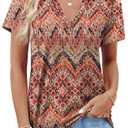 WEESO Womens T Shirts Summer Blouses Dressy Casual V Neck Tops Hawaiian Shorts Sleeve Vacation Outfits Dressy Fahion Travel Clothes Trendy Basic Tee M (M)