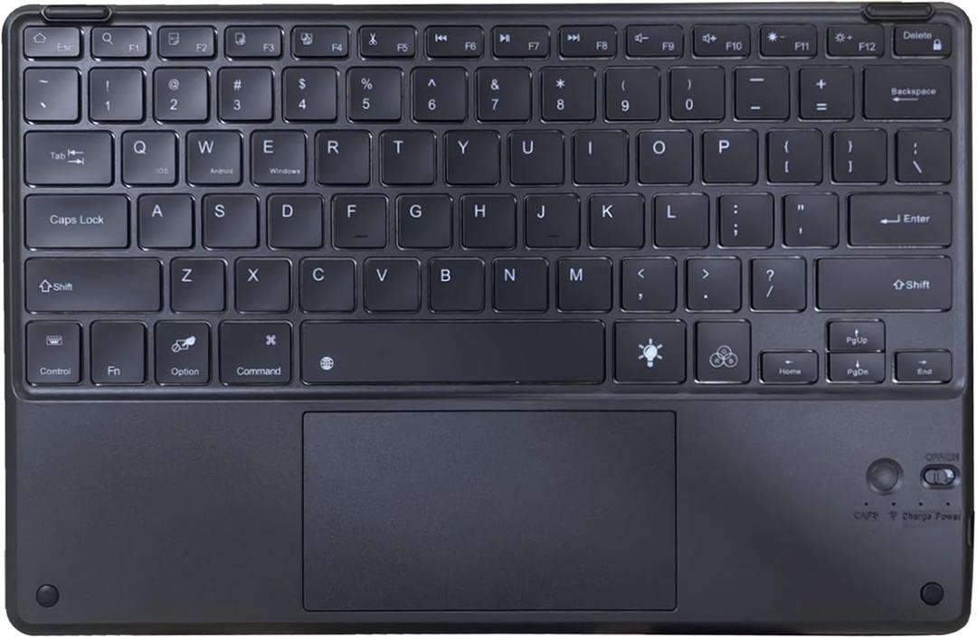 Ultra-Slim Bluetooth Keyboard with Touchpad, Portable Wireless Keyboard, Rechargeable Full Size for Android Windows IOS Tablet & Laptop - Slim Wireless Portable Travel Office Computer Accessories