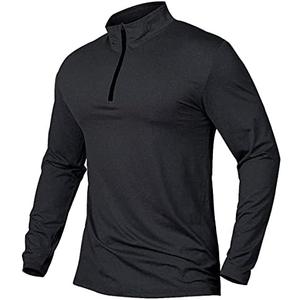 Men's Quick-Dry Active Sports Shirts Quarter Zip Long Sleeve Running Pullover Tops Outdoor Sweatshirt, M