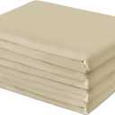 Full 96" x 80" Flat Sheet Hotel Quality Beige Flat Bed Sheet Single 1 Piece Ultra Soft Easy Care Flat Sheet Only 