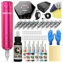 Tattoo Kit, Wormhole Tattoo Machine Kit Tattoo Gun Kit Tattoo Cartridge Needles 10PCS Tattoo Ink Tattoo Pen Kit for Beginners Rotary Tattoo Machine Pen Kit Tattoo Supplies WTK104