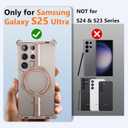 S25 Ultra Case Magnetic with Ring Kickstand, Slim Metal Frameless for Samsung Galaxy S25 Ultra Case for Magsafe, Cool Drop-Proof Protective S25Ultra Cover for Men Women 6.86 Inch, Desert Gold