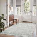 Soalmost Area Rugs 4x6 for Living Room, Moroccan Trellis Stain Resistant Washable Rugs for Dining Room Kitchen Non-Slip Area Rug Farmhouse 4x6 Rug Teal Blue