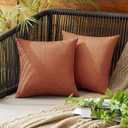 MIULEE Pack of 2 Decorative Outdoor Solid Waterproof Throw Pillow Covers Faux Linen Garden Farmhouse Cushion Cases for Summer Patio Tent Balcony Couch Sofa 12x12 Inch Rust