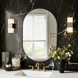 Bathroom Vanity Mirror for Over Sink, 20"x30" Black Oval Large Wall MirrorHD Tempered Glass, Horizontal or Vertical Hanging & Leaning, Decor for Bathroom, Bedroom, Living Room, Entryway