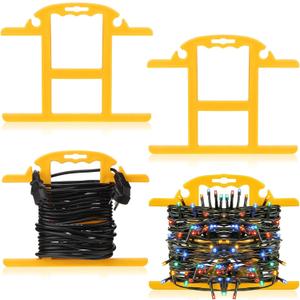 4Pcs ABS Heavy Duty Extension Cord Storage Reel Christmas Light Storage Reels Portable Cord Organizer Yellow H-shape Wrap-Holds Extension Cord Winder for Indoor & Outdoor