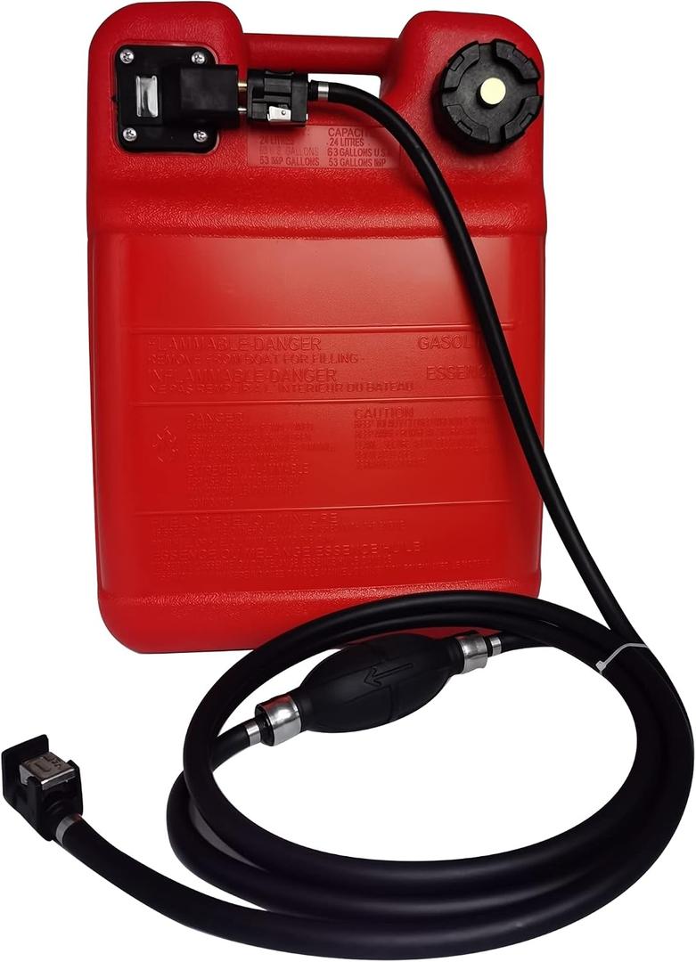 DEF Portable Boat Fuel Tank, 6gal - 24L Outboard Marine Portable Fueling Tank with Hose Connector Replacement for Marine Outboard Motor Plastic Fuel Tank