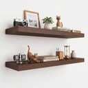 WOPITUES 36" W×8" D Long Floating Shelves for Wall (Set of 2, Dark Walnut), 36in