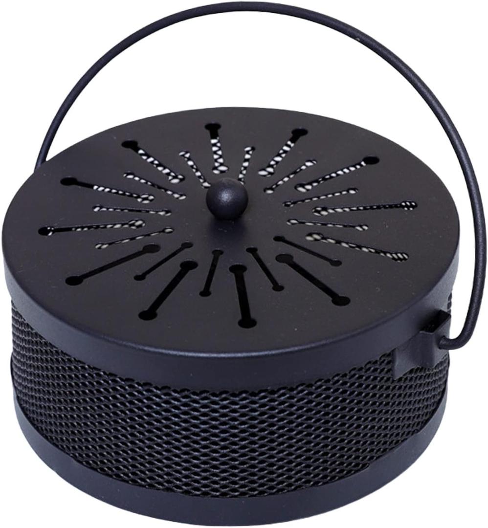 BO SHER 1 Portable Mosquito Coil Holder, Mosquito Incense Box Sandalwood Holder with Handle, Fireproof Incense Burner for Home Black