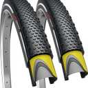 Fincci Pair 700x38c Bike Tire - Grooved 700c Bike Tire - Gravel Foldable Kevlar 40-622 Puncture Resistant Bike Tires 1 mm Nylon - 700c Wheelset for Electric, Hybrid, Road, City Touring Bikes