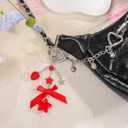 3 x 2Pcs Cute Purse Charms Purse Extender Chain,Y2K Strawberry Keychain Bow Keychain,Kawaii Heart Star Bag Charm