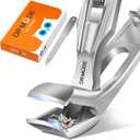 Toenail Clippers for Seniors Thick Toenails, Upgrade Angled Head Large Toe Nail Clippers for Men with Wide Jaw Opening, Sharp Heavy Duty Fingernail Clipper Cutter with Catcher Long Handle - Silver