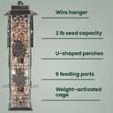 Perky-Pet 336-1SR Squirrel-Be-Gone Squirrel Proof Bird Feeder, 2LB, Outdoor Wild Bird Feeder with Weight-Activated Perches