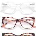 3-Pack Reading Glasses for Women, Oprah Style Frame Spring Hinge Readers Blue Light Blocking Glasses (C04, 6 Mix Colors)