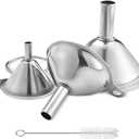 Metal Stainless Steel Funnel, Large Medium Small Funnel Set of 3, Food Grade Mini Kitchen Funnels for Transferring Essential Oils, Liquid, Fluid, Small Funnels for Filling Bottles Flask Cooking
