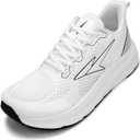 Pozvnn Mens Wide Walking Shoes Soft Sole Non Slip Running Comfortable Tennis Breathable Athletic Gym Workout Sport Sneakers (6.5 Wide, 1 White)