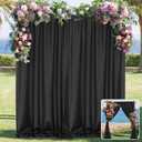 Black Backdrop Curtain for Party, Background Drapes Panels with Rod Pocket, Wrinkle Free Black Photo Curtains Backdrop Drapes Fabric Decoration for Wedding, Birthday Party Decor 5ft x 10ft, 2 Panels