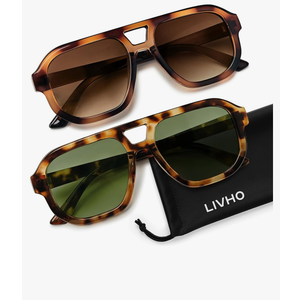 livho Trendy Polarized Square Aviator Sunglasses Women Men Square Eyewear Frame, Retro Sun Glasses for Women Men 2025 Shades