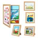 sixzerone [4-Pack] Kids Artwork Frames Changeable - Kids Art Frame,Front Opening Holds 150,Children Art Projects Kids Art Frames,10x12.5 Picture Frame for Display Kid Art Work,With Storage(Wood)