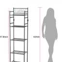 LEEDA 5-Tier Metal Shelving Unit, Sturdy Bathroom Storage Shelf & Free Standing Towel Rack with Adjustable Feet, Open Floor Shelves for Small Space in Bathroom, Kitchen, Office, Black