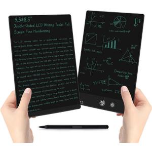 LCD Writing Tablet for Adult: Double-Sided 9.5&8in Full Screen Drawing Tablet Reusable Erasable Digital Notepad for Kids and Adults Gift for Birthday