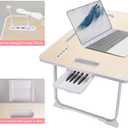 Laptop Bed Table, Laptop Desk for Bed, Foldable Laptop Bed Desk with USB Charge Port, Handle, Desktop Card Slot, Cup Slot, Side Drawer, Laptop Table Portable Notebook Stand for Eating Reading Working