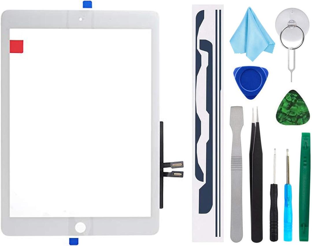 White Touch Screen Digitizer Repair Kit for iPad 9.7" 2018 iPad 6 6th Gen A1893 A1954 Front Glass Replacement (Without Home Button,not Include LCD) + Tools