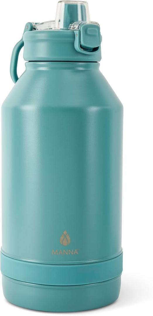 Manna Push Stainless Steel Bottle with Push-open Locking Lid and Sipping Spout - 64 Oz - Macaron Powder Coat