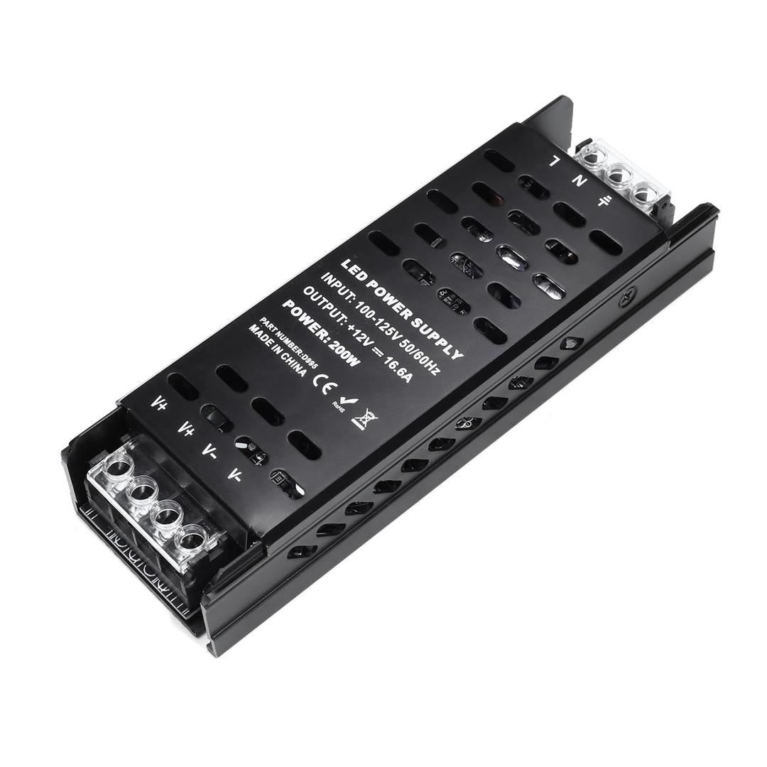 12V 200W Power Supply 100V-125V AC to 12V DC Converter,Quiet and Small LED Driver, Transformer Low Voltage Output for Strip Light,Lamp,Radio