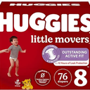 Huggies Size 8 Diapers, Little Movers Baby Diapers, Size 8 (46+ lbs), 76 Count (2 Packs of 38)