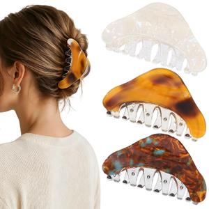 2 x 3PCS Hair Claw Clips for Women Girls - Cute Medium Triangle Clips in Y2K Vintage, Trendy Durable Sparkling Hair Accessories for Updos Buns Gifts