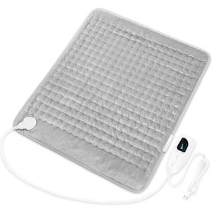 Deepsoon Heating Pad, Electric Heating Pads for Back,Neck, Abdomen, Moist Heating Pad for Shoulder, Knee, Arms, Legs, Dry/Moist Heat & Auto Shut Off, Christmas Gifts for Men and Women, Light Gray, 24x20 Inch