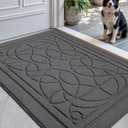 LUMI Indoor Door Mats for Entryway, 24x36, Durable Front Door Mat with Non-Slip Rubber Backing, Low Profile, Dirt Trapper, Absorbent Doormat for Entrance, Garage, Patio, Grey