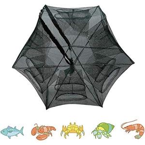GOTOTOP 6 Holes Fishing Net Automatic Fish Traps Shrimp Cage Nylon Foldable Crab Cast Traps for Catching Smelt Eels Crab Lobster Fish Shrimp and Crawfish