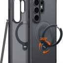 TORRAS Q3 Spin for Samsung Galaxy S26 Ultra Case with 360 Magnetic Stand, Compatible with Magsafe, 4X MilitaryGrade Shockproof S26 Ultra Phone Case with Kickstand, Translucent Frosted Black