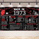DARUNAXY Red 51st Birthday Party Decorations Black Red Back in 1973 Banner 51 Year Old Birthday Party Poster Supplies Vintage 1973 Backdrop Photography Background for Men & Women 51st Class Reunion