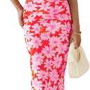 PRETTYGARDEN Cocktail Dresses for Women 2026 Summer Floral Off Shoulder Ruched Mesh Elegant Wedding Guest Maxi Dress (M)