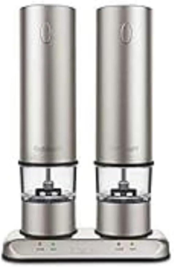 Cuisinart Rechargeable Electric Salt & Pepper Mill Set in Brushed Stainless Steel SP-4 | Newest Model, 2.61"W x 3.94"H